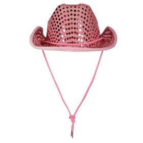Beistle 66535-P Sequined Cowboy Hat, pink; one size fits most