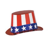 Beistle 66617-25 Foil Patriotic Hi-Hat, stars & stripes design; one size fits most