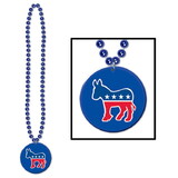 Beistle 66656 Beads w/Democratic Medallion, 33