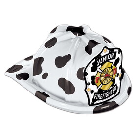 Beistle 66778D Dalmatian Plastic Jr Firefighter Hat, dalmatian shield; medium head size; elastic attached
