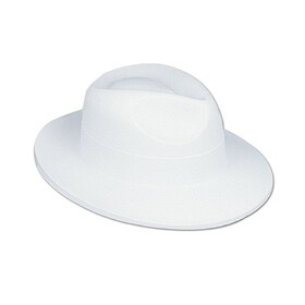 Beistle 66819 White Velour Fedora, plastic-backed velour; one size fits most