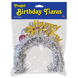Beistle 66884 Pkgd Happy Birthday Tiaras w/Fringe, asstd colors