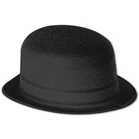 Beistle 66999 Black Velour Derby, plastic-backed velour; one size fits most