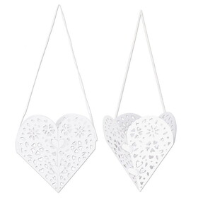 Beistle 70015-W 3-D Die-Cut Hearts, white; ribbon for hanging attached; assembly required, 9"