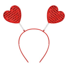 Beistle 70035 Sequined Heart Boppers, attached to snap-on headband
