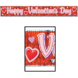 Beistle 70880 Met Happy Valentine's Day Fringe Banner, prtd 1-ply PET fringe, 8