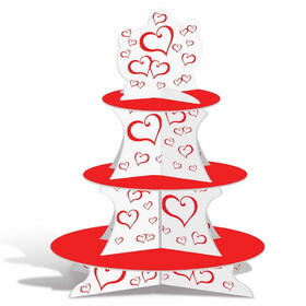 Beistle 77150 Valentine Cupcake Stand, assembly required, 16"