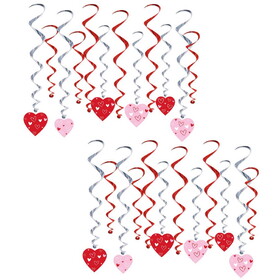 Beistle 77156 Valentine's Day Heart Whirls, 12 whirls w/icons; 12 plain whirls, 17&#189;"-26"