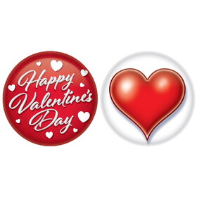 Beistle 77176 Valentine's Day Buttons, 2"