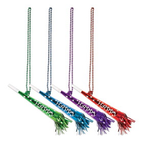 Beistle 80135-MC Beads w/Happy New Year Horns, asstd colors, 36"