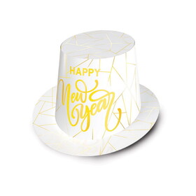 Beistle 80154-GD25 White New Year Gold Hi-Hat, one size fits most