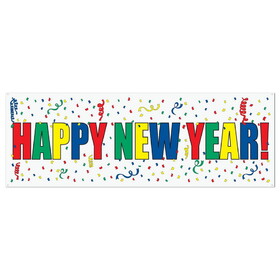 Beistle 80353 Happy New Year Sign Banner, indoor & outdoor use; 4 grommets, 5' x 21"