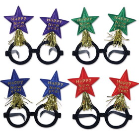 Beistle 80364-ASST Glittered New Year Star Bopper Glasses, asstd colors; one size fits most