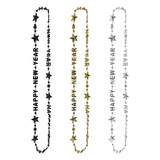 Beistle 80588BKGDS Happy New Year Beads-Of-Expression, asstd black, gold, silver, 36
