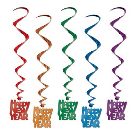 Beistle 80772-ASST Happy New Year Whirls, asstd colors, 33"