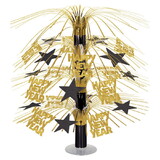 Beistle 80808-BKGD Happy New Year Cascade Centerpiece, black & gold, 18