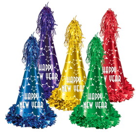 Beistle 80815-25 Gem-Star Party Hats, asstd colors; one size fits most; elastic attached, 12&#189;"