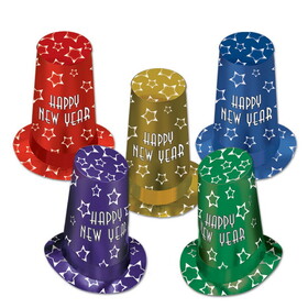 Beistle 80818-10 New Year Super Hi-Hats, asstd colors; one size fits most, 13"