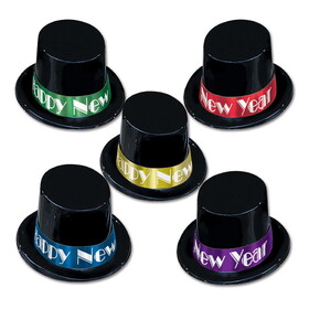 Beistle 88160-25 Midnight Magic Toppers, black w/asstd color foil bands; one size fits most