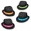 Beistle 88190-25 Neon Glow Chairman Hats, black w/asstd color bands; plastic-backed velour; one size fits most