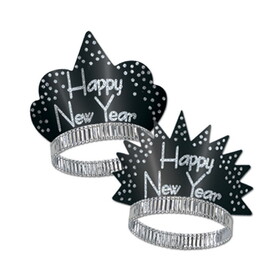 Beistle 88562-50 Sparkling Silver Tiaras, black & silver