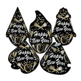 Beistle 88801-50 New Year Tymes Hat Assortment, black, gold, white; one size fits most; elastic attached