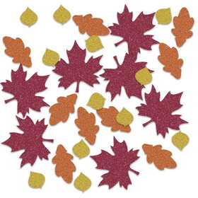 Beistle 90015 Fall Leaf Deluxe Sparkle Confetti, gold, orange, red