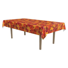 Beistle 90018 Fall Leaf Tablecover, plastic, 54" x 108"