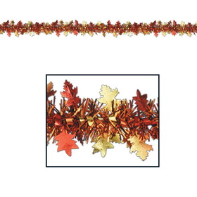 Beistle 90300 Metallic Autumn Leaf Garland, 1" x 12'