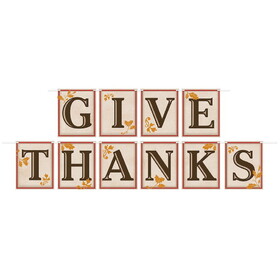 Beistle 90510 Give Thanks Streamer, assembly required, 5" x 12'