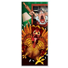 Beistle 90511 Wild Turkey Door Cover, all-weather, 6' x 30"