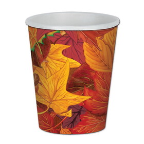Beistle 90811 Fall Leaf Beverage Cups, hot & cold use, 9 Oz