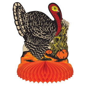 Beistle 99673 Vintage Fall Harvest Turkey Centerpiece, 8"