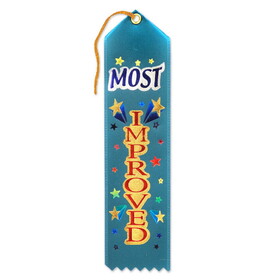 Beistle AR011 Most Improved Award Ribbon, 2" x 8"