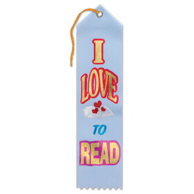 Beistle AR021 I Love To Read Award Ribbon, 2" x 8"