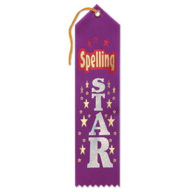 Beistle AR023 Spelling Star Award Ribbon, 2" x 8"