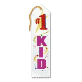 Beistle AR035 #1 Kid Award Ribbon, 2" x 8"