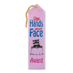 Beistle AR041 Clean Hands & Face Award Ribbon, 2" x 8"