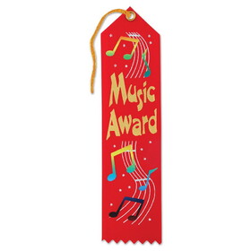 Beistle AR062 Music Award Ribbon, 2" x 8"