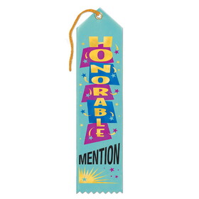 Beistle AR074 Honorable Mention Award Ribbon, 2" x 8"