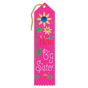 Beistle AR079 New Big Sister Award Ribbon, 2" x 8"