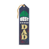 Beistle AR121N World's Best Dad Award Ribbon, navy, 2