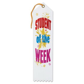 Beistle AR165 Student Of The Week Award Ribbon, 2" x 8"