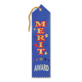 Beistle AR169 Merit Award Ribbon, 2" x 8"