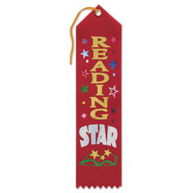 Beistle AR217 Reading Star Award Ribbon, 2" x 8"