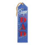 Beistle AR219B Super Dad Award Ribbon, blue, 2