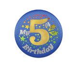 Beistle BN055B My 5th Birthday Satin Button, blue, 2