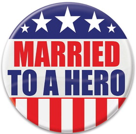 Beistle BT007 Married To A Hero Button, 2"