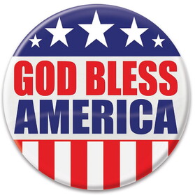 Beistle BT013 God Bless America Button, 2"