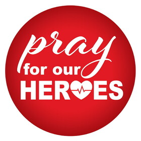 Beistle BT062 Pray For Our Heroes Button, 2"